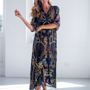 ICONIC Dress Black Bold Print