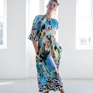 ICONIC Dress Blue and Leopard Bold Print