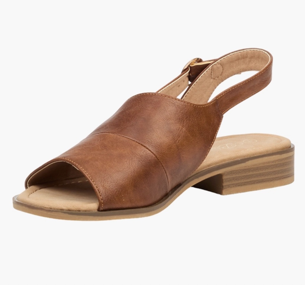 Miss Black Tan Micah Faux Leather Block Heel Sandals - Image 3