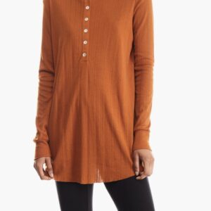Forever 21 Rust Buttoned Longline Top
