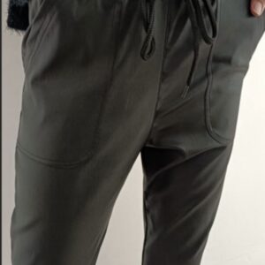 Monsoon Black Leather Look Joggers with Elasticated Cuff