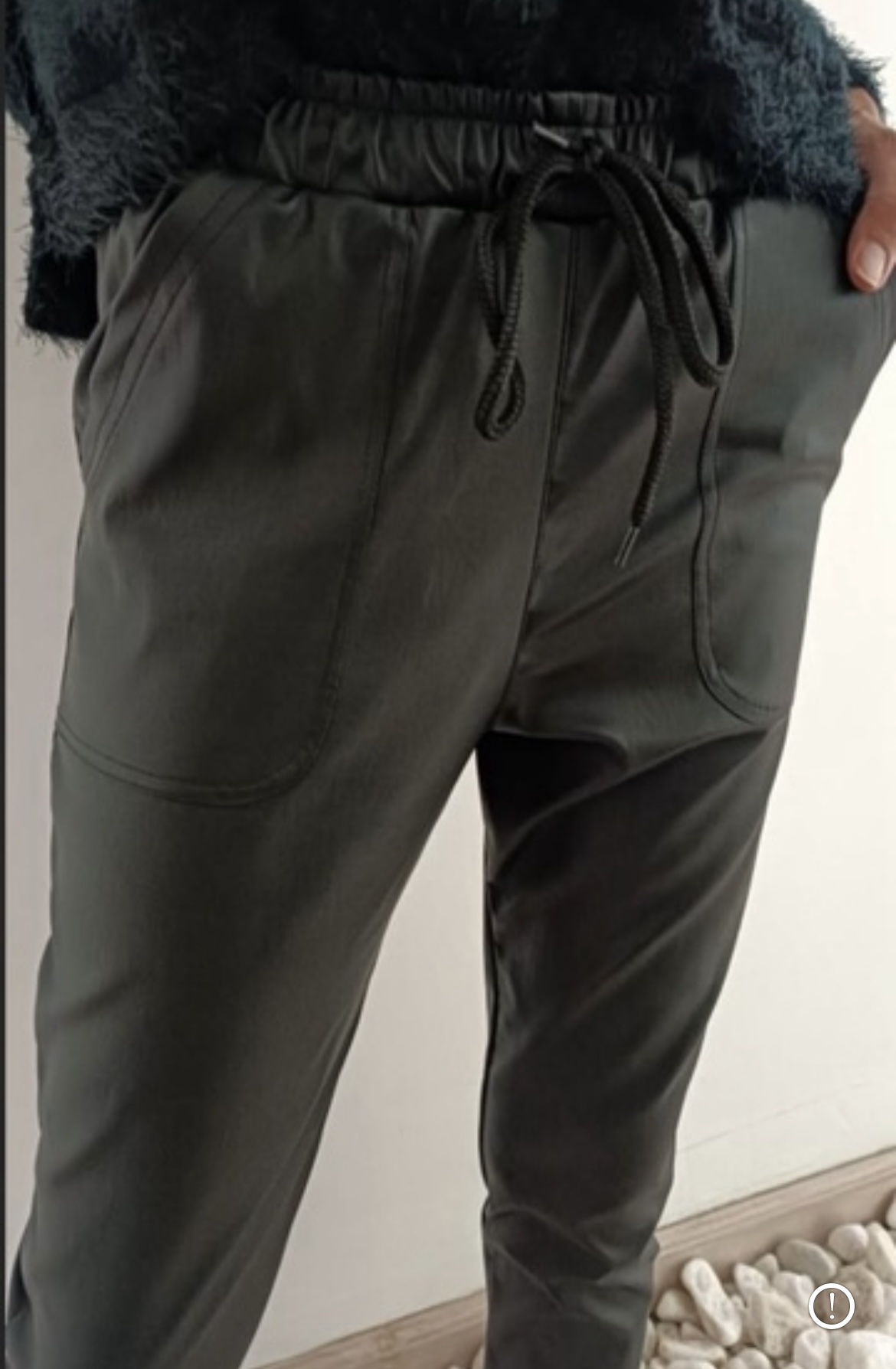 Monsoon Black Leather Look Joggers with Elasticated Cuff