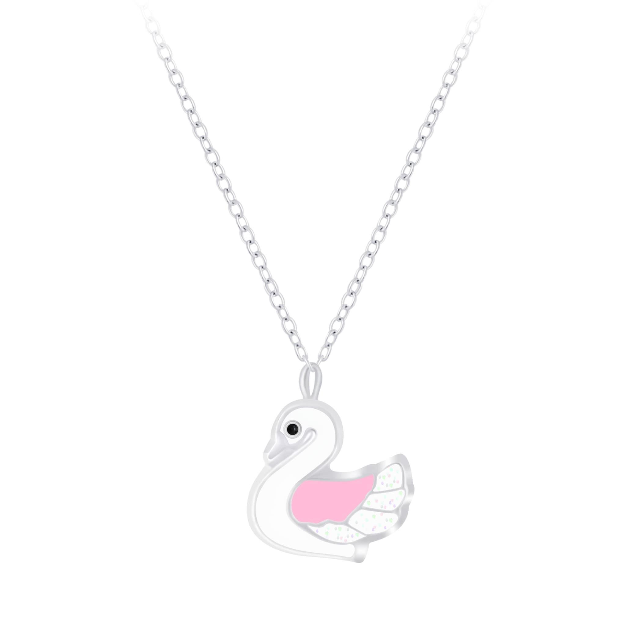 Kids Sterling Silver Swan Necklace